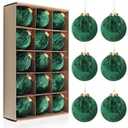 Christmas Tree Ornaments Velvet Balls - 15 Pack 3.15inch with Elegant Color, Velvet Fabric Wrinkle Design for Xmas Tree, Fireplace, Tabletop, Church, Decor (Green)