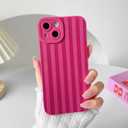 NITITOP Compatible with iPhone 15 Plus Case Cute Stylish Line Stripe Pattern Design for Women Girls Soft TPU Shockproof Full Camera Protective Phone Cover - Rose Red
