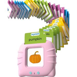 Pink Talking Flash Cards for Toddlers 1-3, Montessori Learning Toys with 512 Words & 31 Themes, Pocket Speech Tools for Language Development, Autism Speech Therapy Toys, Sensory Learning, Gifts