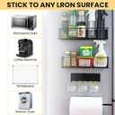 Magnetic Spice Rack for Refrigerator Magnetic Fridge Shelf for Kitchen Spice Organizer Magnetic Shelf, Classic Grid Design, 2*Spice Racks, 1*Hooks Rack, 1*Paper Towel Holder, 5*Removable Hooks