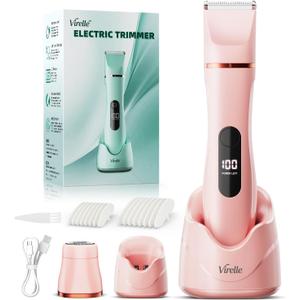 Foil Shaver & Bikini Trimmer for Women, Painless Waterproof Electric Razor Remover for Leg, Body, Armpit & Facial Hair, Cordless with Ceramic Blade,USB Charging Dock, Travel Size, Gifts for Her, Pink