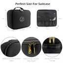 MOMIRA Travel Makeup Bag Cosmetic Bag Makeup Organizer Bag with Lighted Mirror, Adjustable Brightness in 3 Color Scenarios, Waterproof Makeup Train Case, Gift for Women - Black