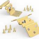 Chibery 3/8 Inch Inset Cabinet Hinges, 25 Pairs(50 Pack) Self Closing Flush Face Mount Hinges with Door Bumper, Variable Decorative Hardware for Bathroom, Furniture, Kitchen Cabinet Doors, Brass Gold