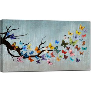 sechars Vintage Wall Art Canvas Colorful Butterfly Paintings Art Prints Butterflies Artwork Framed for Home Bedroom Dining Room Wall Decoration Ready to Hang 20x36