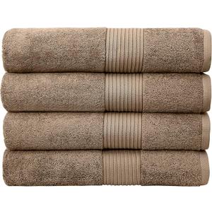 Luxury Oversized Bath Towels | 650 GSM, 34" x 56" | Hotel Quality, Soft & Highly Absorbent | Quick Dry, Thick, Combed Cotton Bathroom Towels | Mocha - 4 Pack