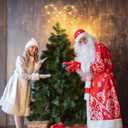 Soulchen Christmas Bow Tree Topper Decoration 9.4 x 10.4 Inches Velvet Christmas Topper Decor with LED Lights Xmas Holiday Bow Tree Top Decoration for Santa Holiday Party Supplies Gifts(Brown)