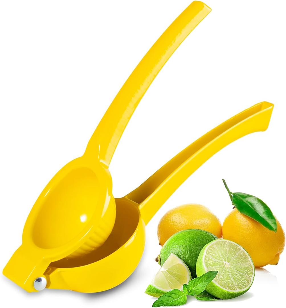 TEZZ Lemon Squeezer, Premium Large Heavy Duty Handhelp Juicer for Lemon, Metal Hand Press Citrus Juicer, Lime Squeezer Bar Tool, Manual Citrus Press (Yellow)
