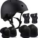 Adjustable Helmet for Ages 5-16 Kids Toddler Boys Girls Youth,Protective Gear with Elbow Knee Wrist Pads for Multi-Sports Skateboarding Bike Riding Scooter Inline skatings Longboard Roller Skate (Medium: 20.5"-22.4" / 52cm-57cm, black)
