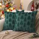 DFXSZ Christmas Tree Pillow Covers 20x20 inch Set of 2 Christmas Decoration Green Soft Plush Faux Fur Jacquard Throw Pillows for Bedroom Sofa Holiday Festivals Winter Home Decor PTK006A20