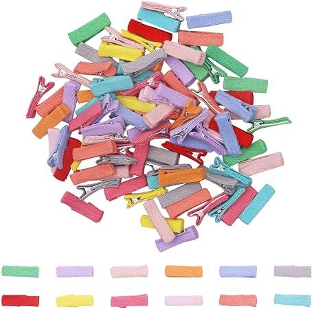 100Pcs Baby Hair Clips,Fully Lined Alligator Clips DIY Alligator Hair Clips Tiny Bow Non Slip Barrettes Barrettes for Baby Girls DIY Hair Accessories for Infants Kids(Random Color)