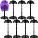 Reginary 8 Pieces Wig Head Stand for Multiple Wigs Mannequin Head 13.8 Inch Portable Hat Display Stand Travel Wig Holder for Styling Non Slip Stable DIY Practice Hat Holder(Black)