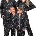 iClosam Christmas Family Matching Pajamas Set Long Sleeve Button Down Pjs Festival Party Sleepwear for Women Men (Large, Star Black)