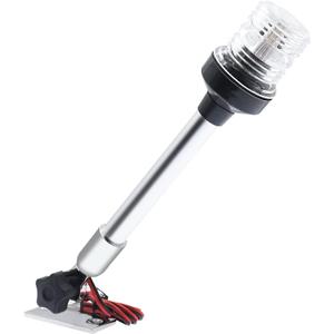 Geloo 12 Inch Navigation Lights - Fold Down Stern & Anchor Lights for Pontoon, Fishing Boat & Yacht - All Round 360 Illumination - 3 Nautical Mile (12 Inches Folding, Stainless Steel Base)