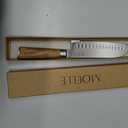 MOELLE Premium Teak Wood Damascus Santoku Knife 7 Blade - VG10 Japanese Damascus Steel 67 Layers, 60+ HRC - Danish Design Kitchen Knife with Elegant Gift Packaging