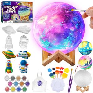 Paint Your Own Moon Lamp Kit, Cool Gifts DIY 3D Space Moon Night Light, Art Supplies Arts & Crafts Kit, Arts and Crafts for Kids Ages 8-12, Toys Girls Boy Birthday Gift Ages 3 4 5 6 7 8 9 10 11 12+