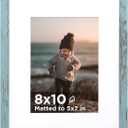 KINLINK 8x10 Picture Frame Turmaline Blue Set of 1, Wooden Photo Frame Matted 5x7 with Plexiglass for 5x7 with Mat or 8x10 without Mat for Table and Wall Display