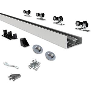 JUBEST Bypass Door Hardware 48", Aluminum Sliding Closet Door Hardware Set with Finger Pull Included, Smoothly and Quietly, for 2 Door System, Fit Door Thickness 1 3/8" or 1 3/4", Easy to Install