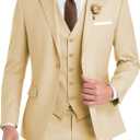 Wangyue Suit Men 3 Piece Wedding Suit Elegant Slim Fit Mens Suits Notched Lapel Blazer Single Breasted Vest and Pants (XX-Small, Champagne)