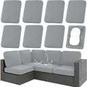 hyha Waterproof Outdoor Cushion Covers for Patio Furniture, Stretch Patio Chair Cushion Slipcovers, Coated UV Resistant Replacement Seat Covers, Solid Color (Grey, 8PC)