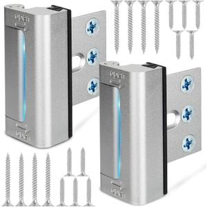 Home Security Door Reinforcement Lock, Upgraded Front Door Locks for Kids Safety Withstand 800 lbs, Child Proof Door Lock, Extra Door Lock from Inside Prevent Unauthorized Entry (2 Pack, Silver)