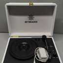 Vinyl Record Player 3-Speed Bluetooth Portable Suitcase Belt-Driven Record Player with 2 Built-in Stereo Speakers Vinyl Vintage Turntable Phonograph Records Player with RCA Line Out, AUX Out (White)