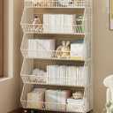 Commercial Metal Storage Rack with Wheels, 4-Tier Display Shelf for Retail Store, White (White, 23.6 x 13.7 x53.9inch)