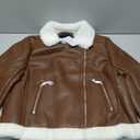 DIASHINY Women's Faux Shearing Fur Winter Coat Warm Thick Fur Lined Faux Leather Jacket (Large, 104 Brown)