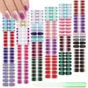 Maitys 336 Pieces 24 Sheets Full Wrap Nail Polish Strips Stickers Self Adhesive Gel Nail Strips Art Decals with File for Women DIY Decorations(Shiny Style)