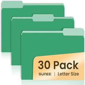 SUNEE File Folders, 30 Pack Manilla Folders 8.5 x 11, Colored File Folders Home Office School Supplies for Documents Files Paper, Green