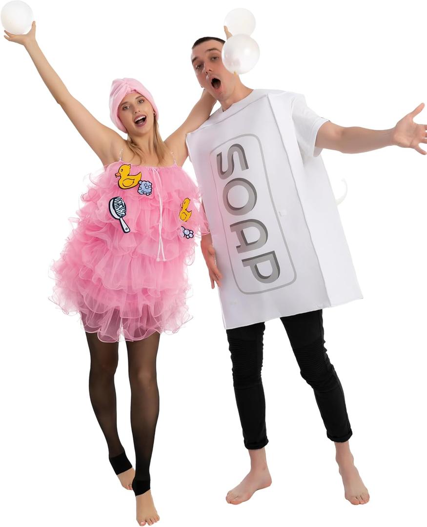 Spooktacular Creations Loofah and Soap Costume, Halloween Couples Costume for Adult for Halloween Cosplay Party (Pink)