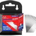 DIYSELF 50 Pack Utility Knife Blades, SK5 Steel Box Cutter Blades with Dispenser, Standard Blades for Box Cutter Utility Knife Replacement, Sharper Utility Blade, Refills (Silver)