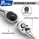 14 Pieces Socket Wrench Kit, 1/4 Drive Socket Set with 72 Teeth Release Ratchet Wrench and Extension Bar, CR-V Sockets