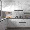 Glossy Grey Marble Contact Paper 35 x 196 Inches Peel and Stick Wallpaper Vinyl Film Self Adhesive Removable Waterproof Wall Paper for Countertop Cabinet