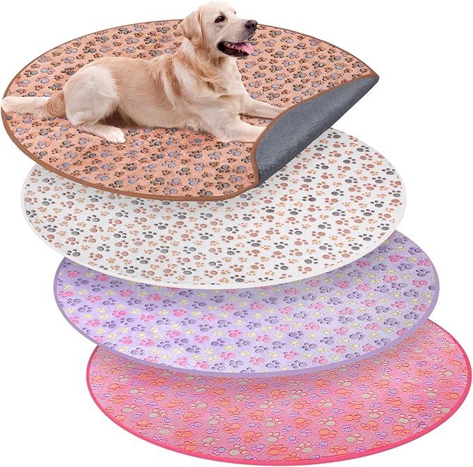 Clysee 4 Pack Washable Whelping Pad Whelping Supplies Absorbent Reusable Puppy Training Pads Reusable Dog Mat for Floor Non Slip Washable Pee Mat for Dogs(Colorful,32 Inch)