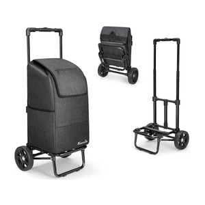 KEDSUM 2 in 1 Shopping Carts for Groceries, 330 lbs Grocery Cart on Wheels, Foldable Utility Carts with Wheels, Hand Truck with Waterproof Tote Bag for Shopping, School, Laundry, Craft Show, Black