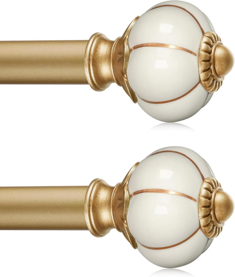 2 Pack Ceramic Curtain Rods for Windows 18 to 55 Inch 1 Inch Adjustable