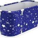 Starry Blue Foldable Bathtub, Space Saving Collapsible Tub with Reinforced Bracket & 2 Drain Holes for Easy Use, Home Spa Soaking Tub for Relaxation, Portable Adult Bathtub