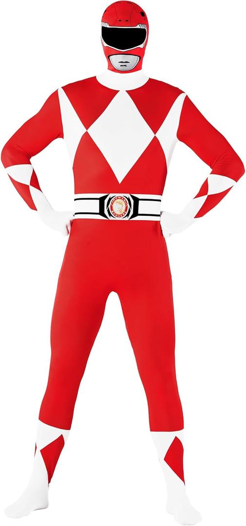 Morphsuits Power Ranger Costume Adult, Power Rangers Costume Adult Men, Power Ranger Costume Adult Woman (X-Large, Red)