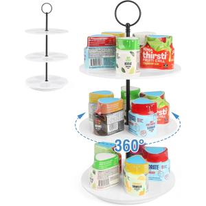 Pod Holder for Ninja Thirsti Pods, 360Rotating 15-Flavor Storage Holder for Ninja Thirsty Drink System Pod Organizer for Ninja Thirsty Flavor Pods,Water Flavoring White