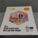 Turbo Bee 200 Sets 12 OZ Clear Plastic Cups with Lids and Straws, Disposable To Go Iced coffee cups with lids for Cold Drinks, Smoothie, and Slushie