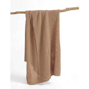 Chunky Cotton Knit Throw Blanket, Light Weight Cable Knit Throws for Bed Couch Sofa, Comfy & Relaxing, Decorative Piece for Farmhouse Modern Rustic Scandinavian Chic Vibe, Beige 50x60 Inches (50 x 60 Inch)