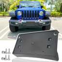Front License Plate Frame for Jeep Wrangler JL JLU Gladiator JT 2018-2026 (for Plastic Bumper ONLY) Front Bumper License Plate Holder Mounting Bracket Cover Replace# 68293738AA CH1068167