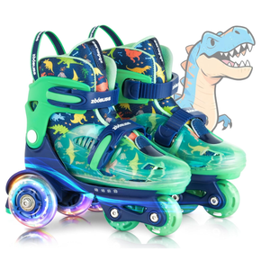 Kids Roller Skates for Beginners - ZOOBLISS Toddler Roller Skates for Boys and Girlswith Light-Up Wheels & 4 Adjustable Sizes, Tri-Wheel Training Skates for Kids S-Small(11C-1Y US)