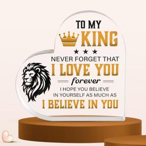 Gifts for Husband from Wife - Wedding Anniversary for Him, Fathers Day, Birthday, Valentines Day Gifts for Husband - Romantic Love Decorative Sign Desk for Him - Acrylic Block Heart-shaped Plaque