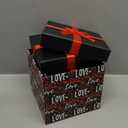 Epakh 4 Pcs Square Nesting Boxes Decorative Gift Boxes with Lids Black Red Hearts Assorted Sizes for Anniversary, Birthday, Wedding, Bridal Shower Party Gifts(Love)