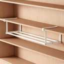 Under-Shelf Expandable Shoe Rack Organizer, White Metal, 40-70cm Width Adjustable, Cabinet Storage for Closet (1 Pcs)