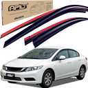 Outside-Mount Rain Guards Window Visors for 9th Gen Honda Civic Sedan 4-Door 2012-2015 Full-Size Wind Vent Deflectors Car Accessories Dark Smoke 4-Piece Set with Thicker and Waterproof Steps