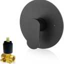 Black Shower Handle Matte Black Single Function Round Shower Mixer Valve Kit Wall Mount Shower Faucet Rough-In Valve Bathroom Trim Kit