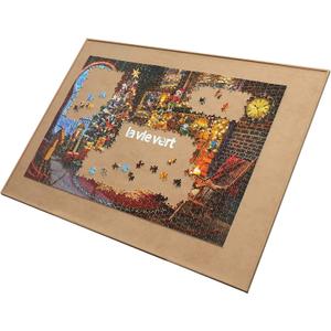 Lavievert Wooden Jigsaw Puzzle Board, Lightweight & Portable Puzzle Plateau Storage Saver with Non-Slip Surface for Games Up to 1500 Pieces - Khaki, 1500pcs