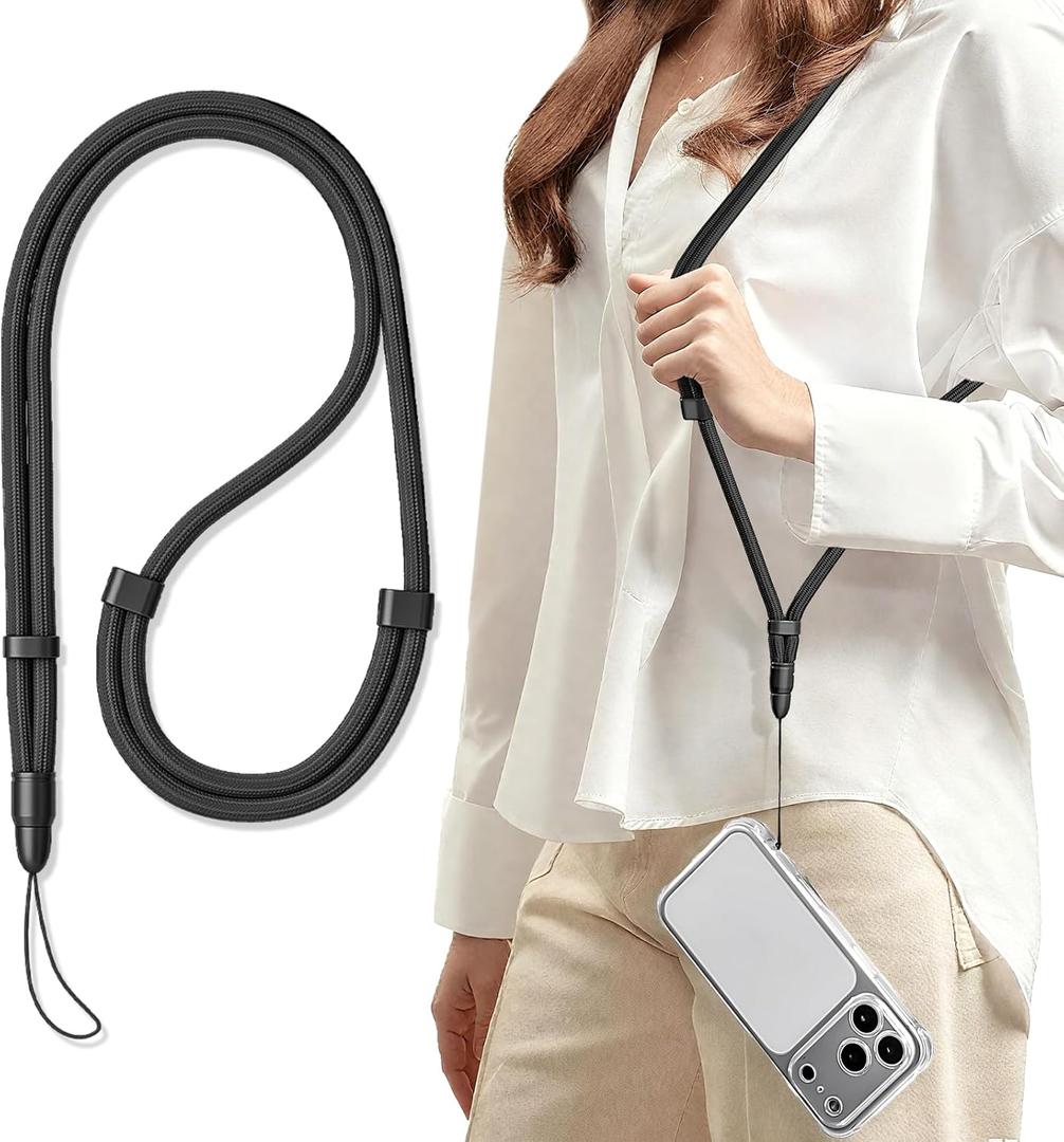 saxsion Adjustable Phone Lanyard with Fishing Line Core, 360° Swivel Crossbody & Neck Strap for Camera, walkie talkie